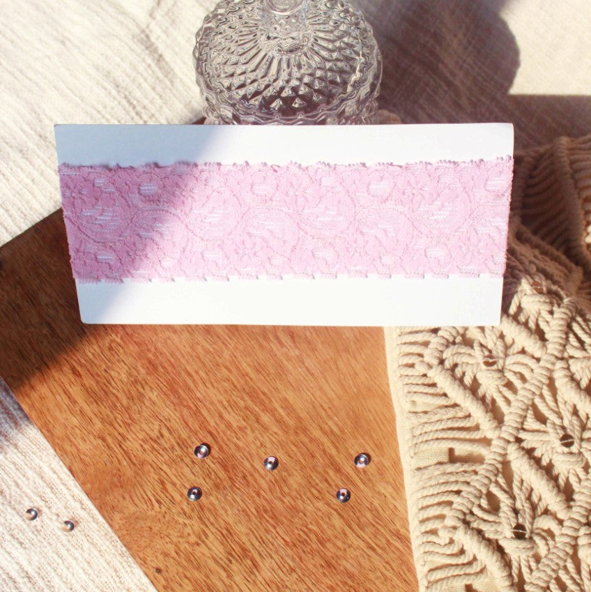Baby Headband with Adjustable Lace Bow for Babies - Pink Pearls & Crystals - Choko