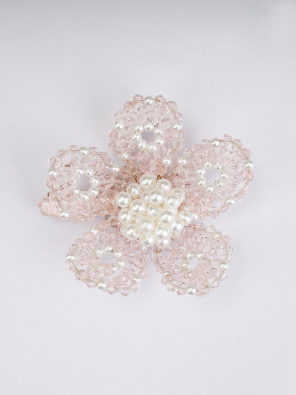 Pink Floral Crystal Hair Clip for Girls & Kids - Handmade Pearl Accessory - Choko