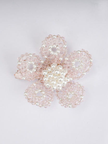 Pink Floral Crystal Hair Clip for Girls & Kids - Handmade Pearl Accessory - Choko