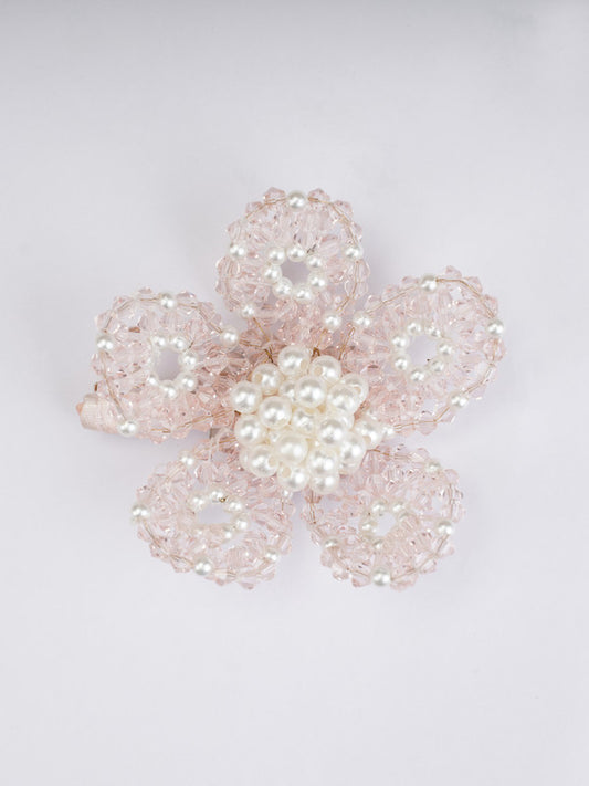 Pink Floral Crystal Hair Clip for Girls & Kids - Handmade Pearl Accessory - Choko