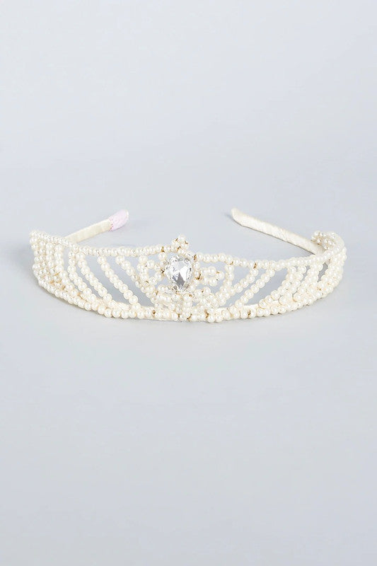 La Peregrina Faux Pearls Hair Band for Girls & Kids - White