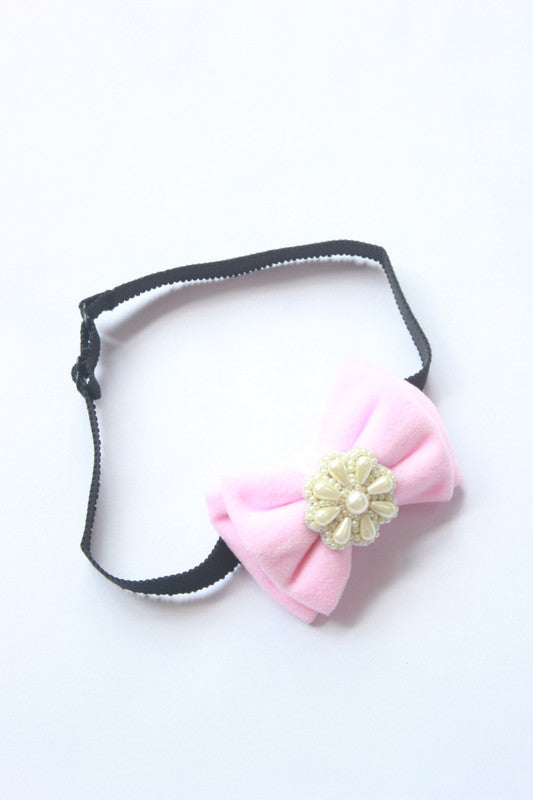 Little Angel Pearl & Velvet Hair Band for Babies – Pink Bow Choko