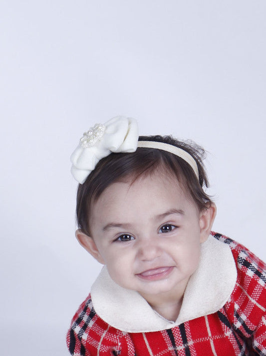 Little Angel Pearl & Velvet Hair Band for Babies – Off White Bow Choko