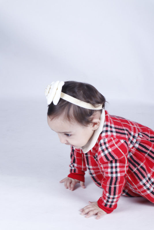 Little Angel Pearl & Velvet Hair Band for Babies – Off White Bow Choko