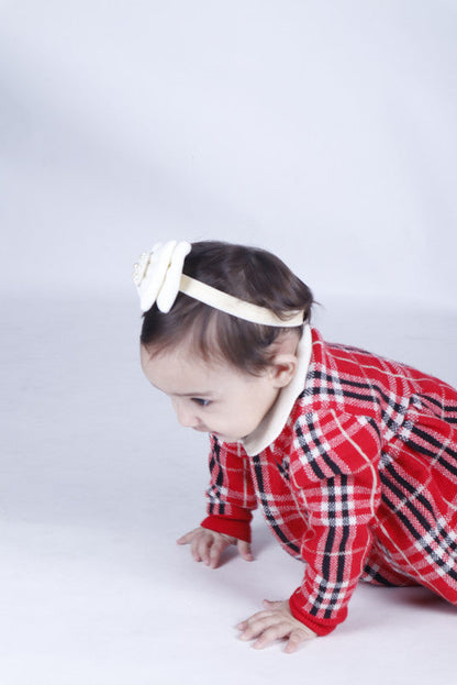 Little Angel Pearl & Velvet Hair Band for Babies – Off White Bow Choko