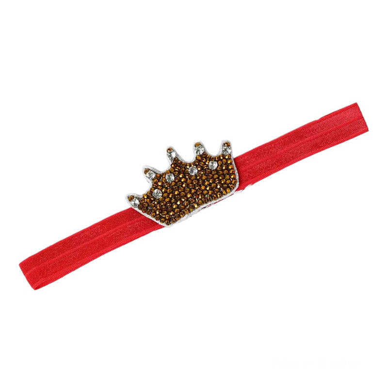 Golden Baby Crown Crystal Hair Band for Babies – Red Elastic Choko