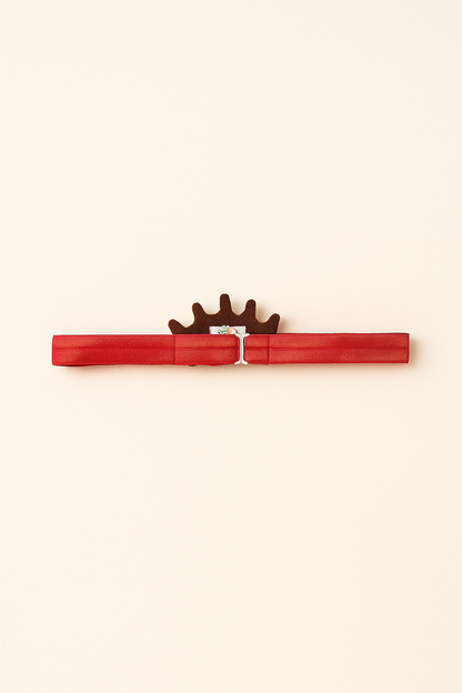 Golden Baby Crown Crystal Hair Band for Babies - Red Elastic - Choko