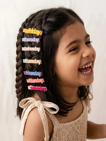 Streetpop Funky Days of the Week Hairclips for Girls - Set of 7 - Choko
