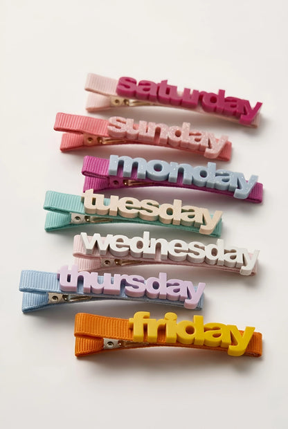 Streetpop Funky Days of the Week Hairclips for Girls - Set of 7 - Choko
