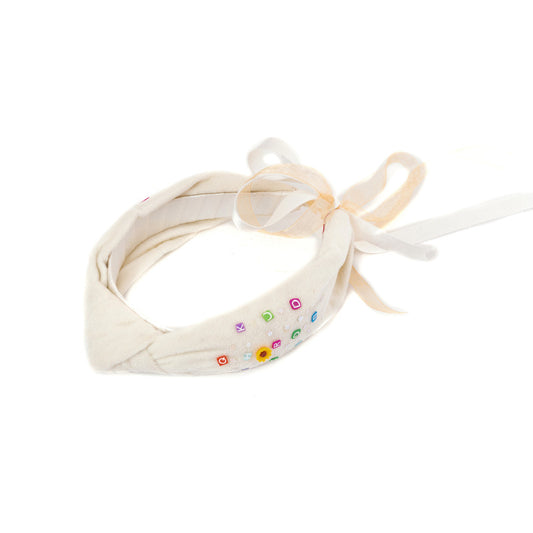 Choko Girls' Ivory Gemstone Knot Headband - Off White & Rainbow Sparkle