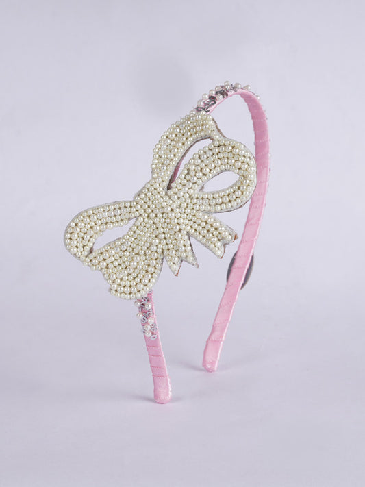 Pink and Cream Hairband with Pearl and Sequin Detailing