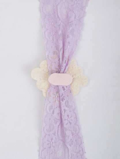 Purple Lace Net Hair Band - Teardrop Pearls - Regal Elegance - Purple - Choko
