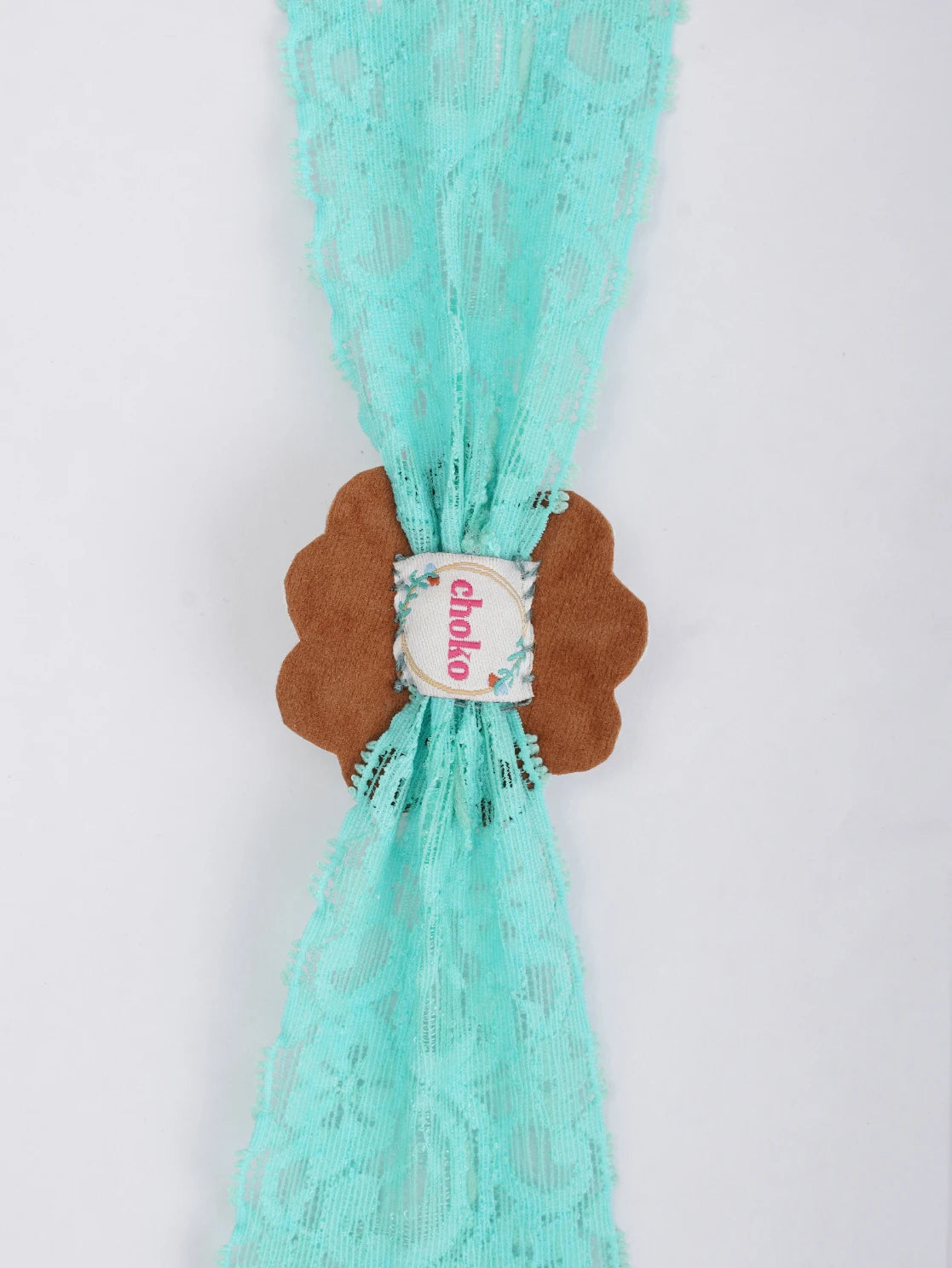 Floral Green Lace Net Hair Band - Teardrop Pearls - Floral Pattern - Vibrant Floral Green - Choko