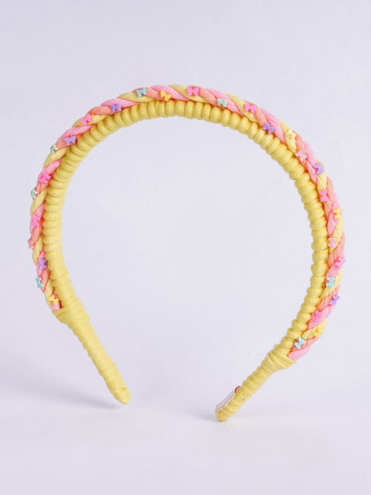 Knotted Texture Hairband for Girls & Kids - Resin Elements in Yellow Choko