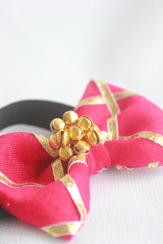 Ethnic Ghungroo Hairband Set (4-Piece) for Babies & Kids – Vibrant Gota Patti Bows - Choko