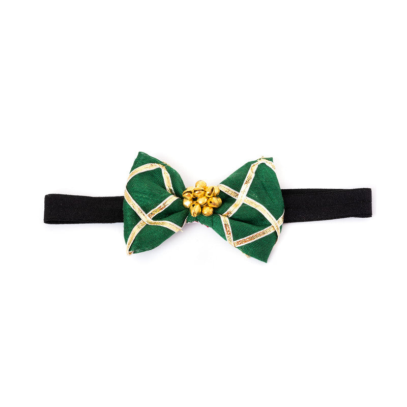 Ethnic Ghungroo Hairband Set (4-Piece) for Babies & Kids – Vibrant Gota Patti Bows - Choko