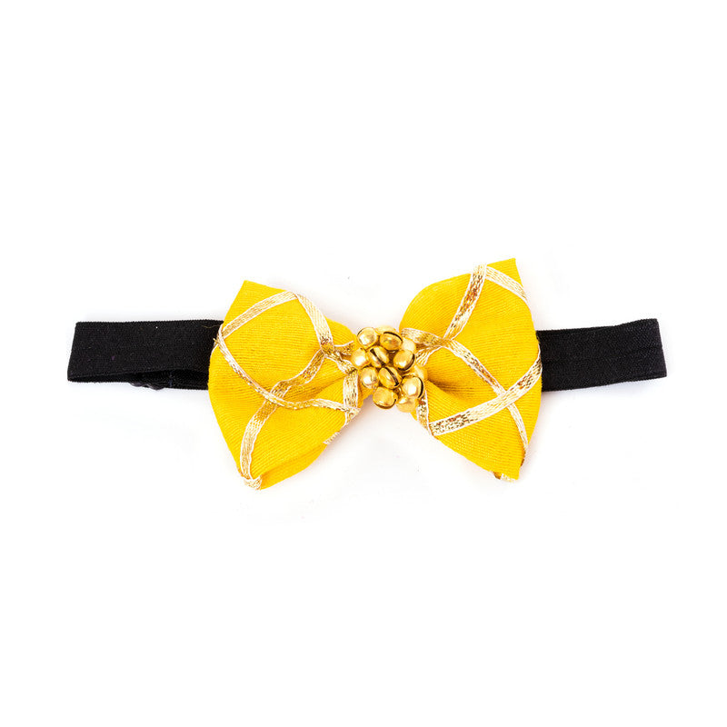 Ethnic Ghungroo Hairband Set (4-Piece) for Babies & Kids – Vibrant Gota Patti Bows - Choko