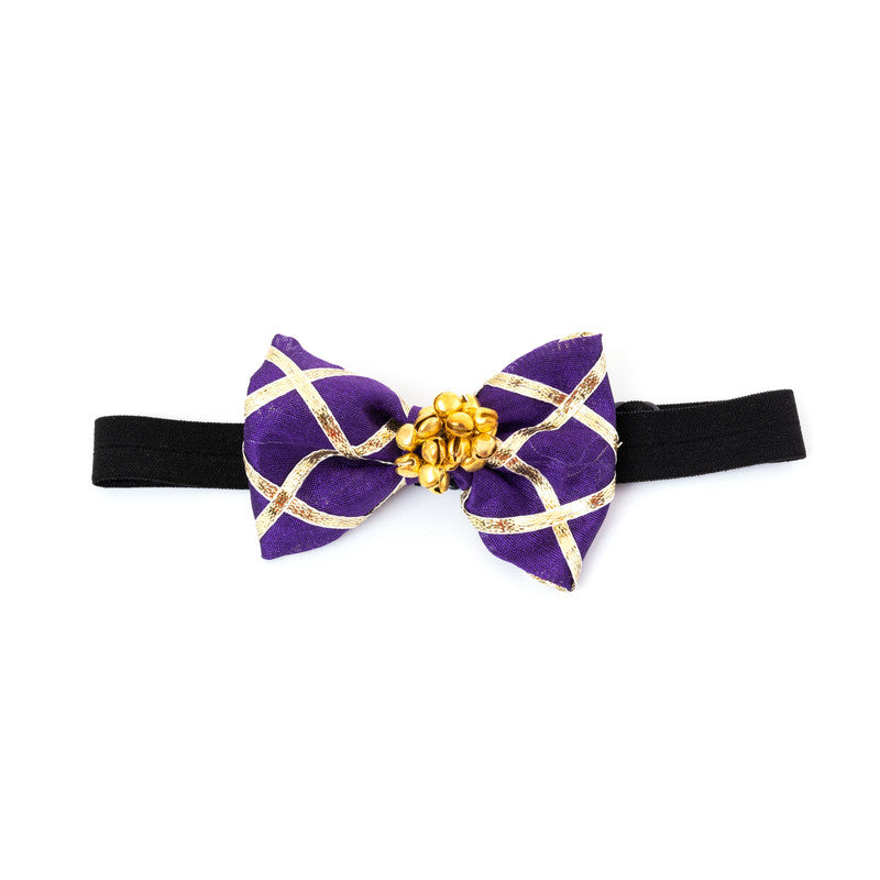 Ethnic Ghungroo Hairband Set (4-Piece) for Babies & Kids – Vibrant Gota Patti Bows - Choko
