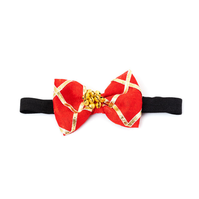 Ethnic Ghungroo Hairband Set (4-Piece) for Babies & Kids – Vibrant Gota Patti Bows - Choko