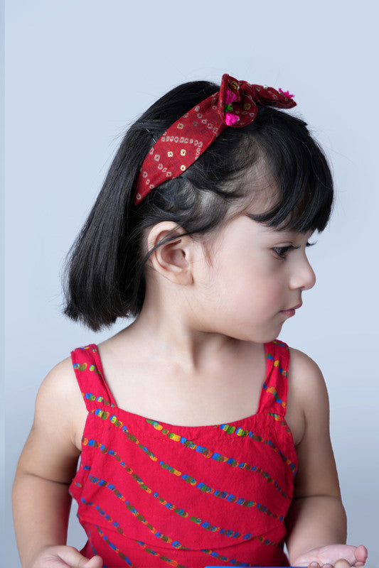 Ghungroo Stretch Hairband for Babies & Kids - Bandhani Print Fusion - Choko