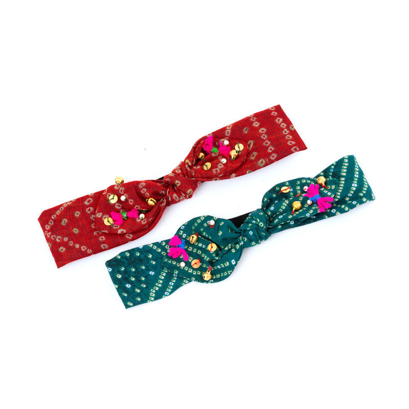 Ghungroo Stretch Hairband for Babies & Kids - Bandhani Print Fusion - Choko