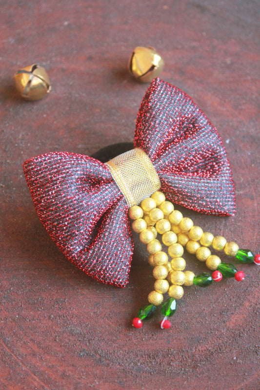 Red Fabric Bow Hairtie for Girls