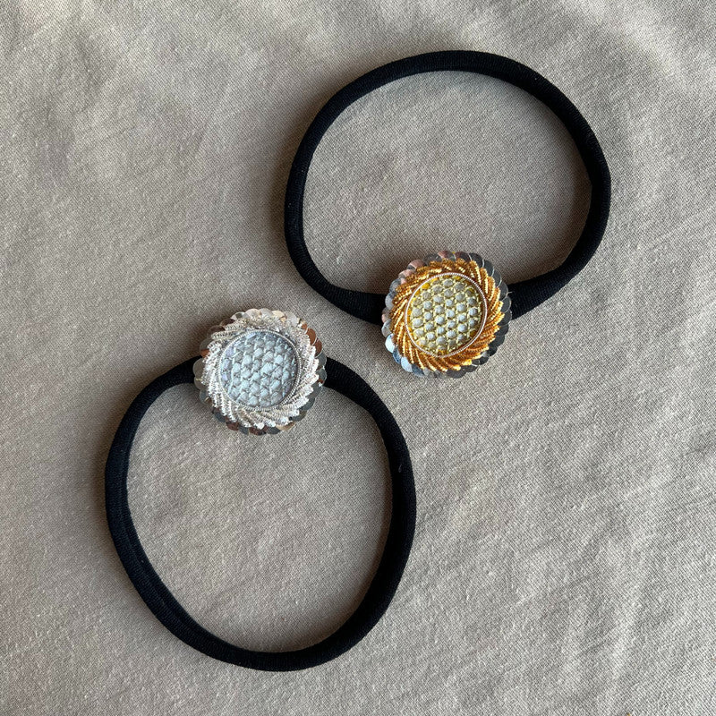 Choko Sequin Flora Headbands for Baby Girls - Gold and Silver