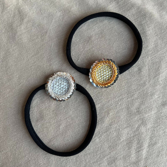 Choko Sequin Flora Headbands for Baby Girls - Gold and Silver