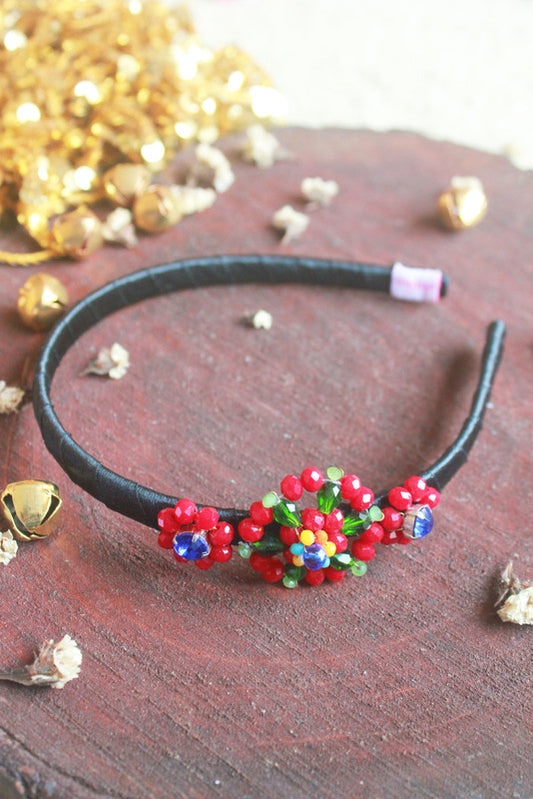 Flowers from Santa X’mas Hairband for Girls & Kids – Red & Green Blooms