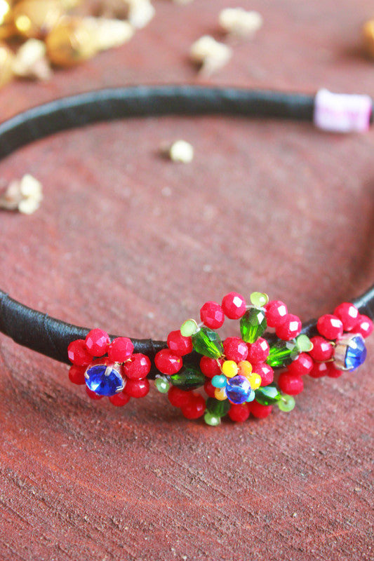 Flowers from Santa X’mas Hairband for Girls & Kids – Red & Green Blooms