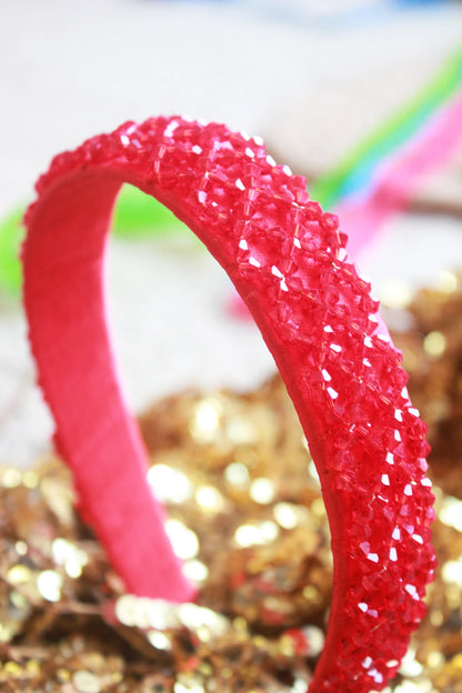 Choko Embellished Interlocked Hairband Festive Red for Girls - Choko