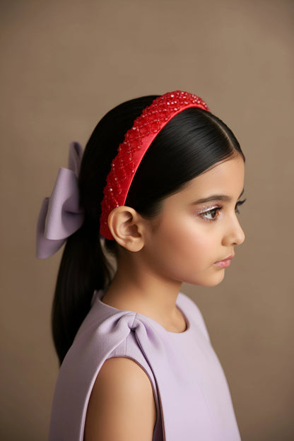 Choko Embellished Interlocked Hairband Festive Red for Girls - Choko