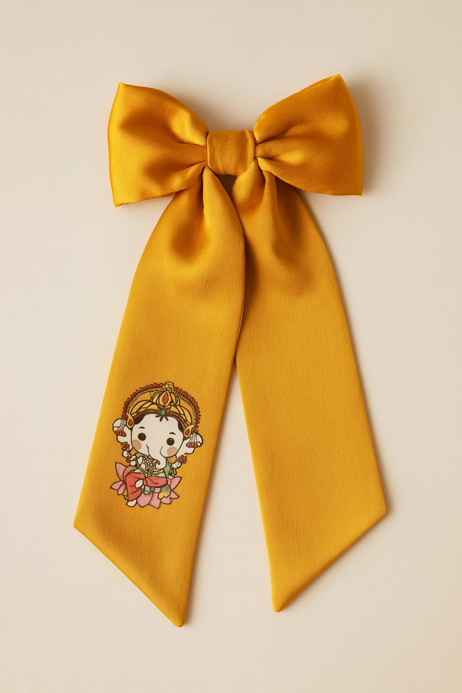 Choko Cute Ganesha Printed Bowie Hair Clip for Girls & Kids - Mustard Yellow - Choko