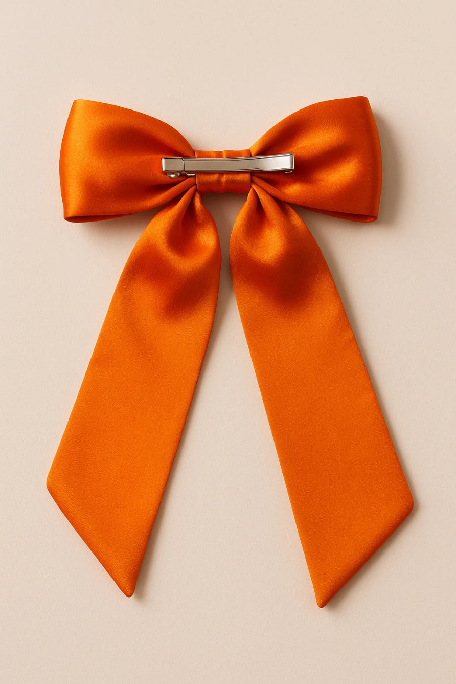 Choko Ganesh Bow Hair Clip for Girls — Orange - Choko