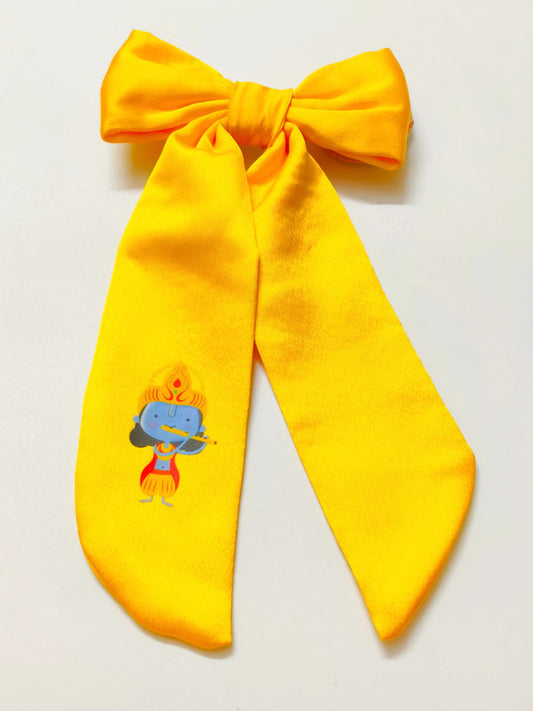 Cute Krishna Printed Bowie Hair Clip for Girls & Kids - Yellow