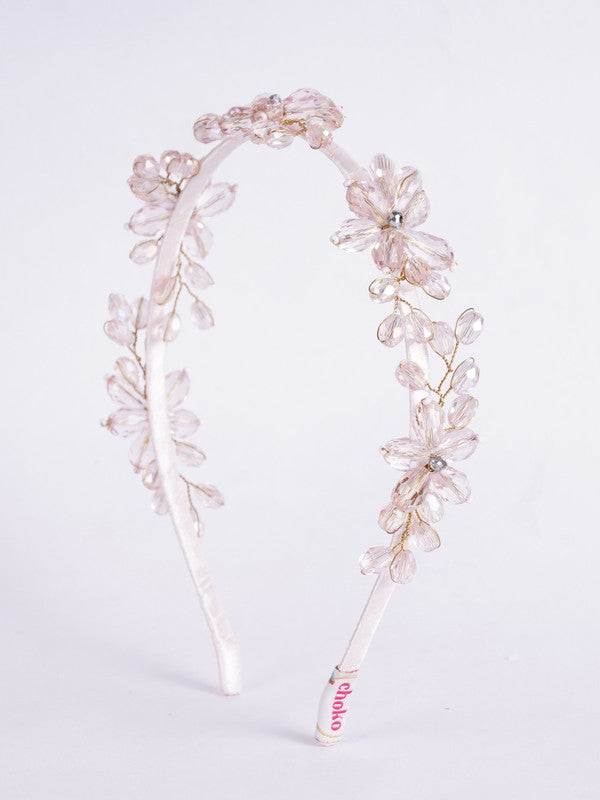 Crystal Floral Hairband for Girls & Kids – Pink & Clear
