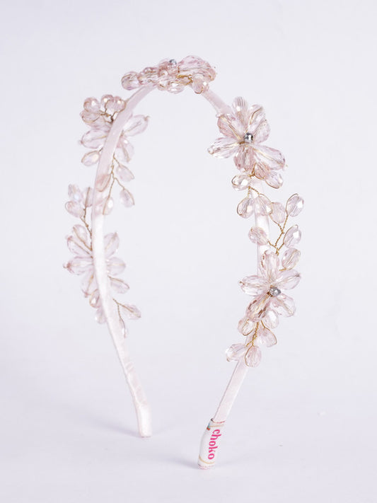 Crystal Floral Hairband for Girls & Kids – Pink & Clear