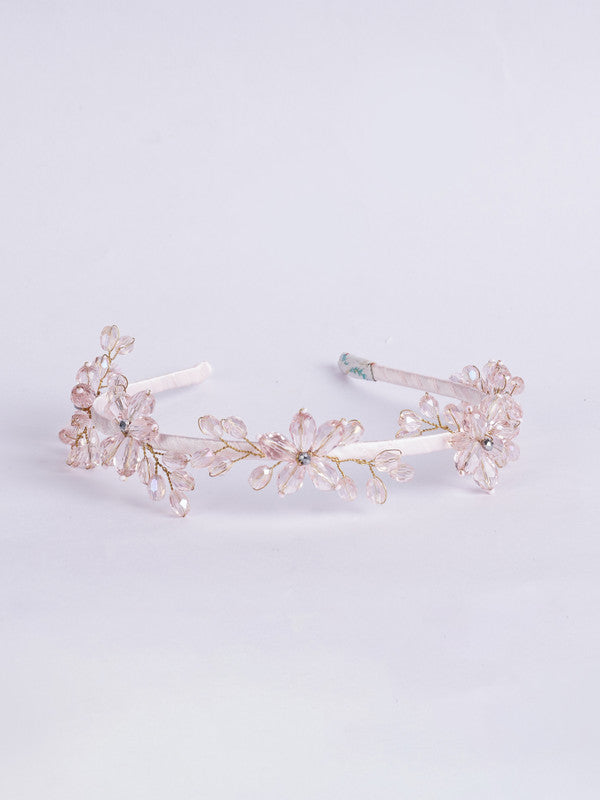 Crystal Floral Hairband for Girls & Kids – Pink & Clear