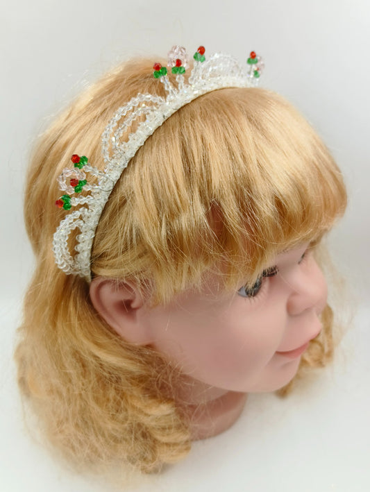 White Glass Crystal Crown Hair Band for Girls & Kids – Regal Elegance