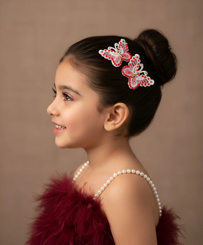 Choko Red Butterfly Bead Clips for Girls - Choko