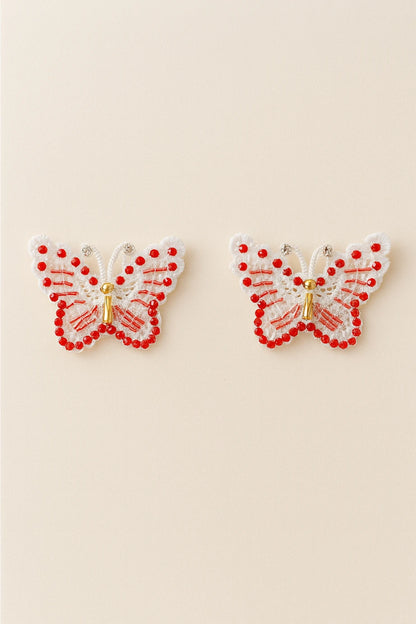 Choko Red Butterfly Bead Clips for Girls - Choko