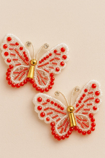 Choko Red Butterfly Bead Clips for Girls - Choko