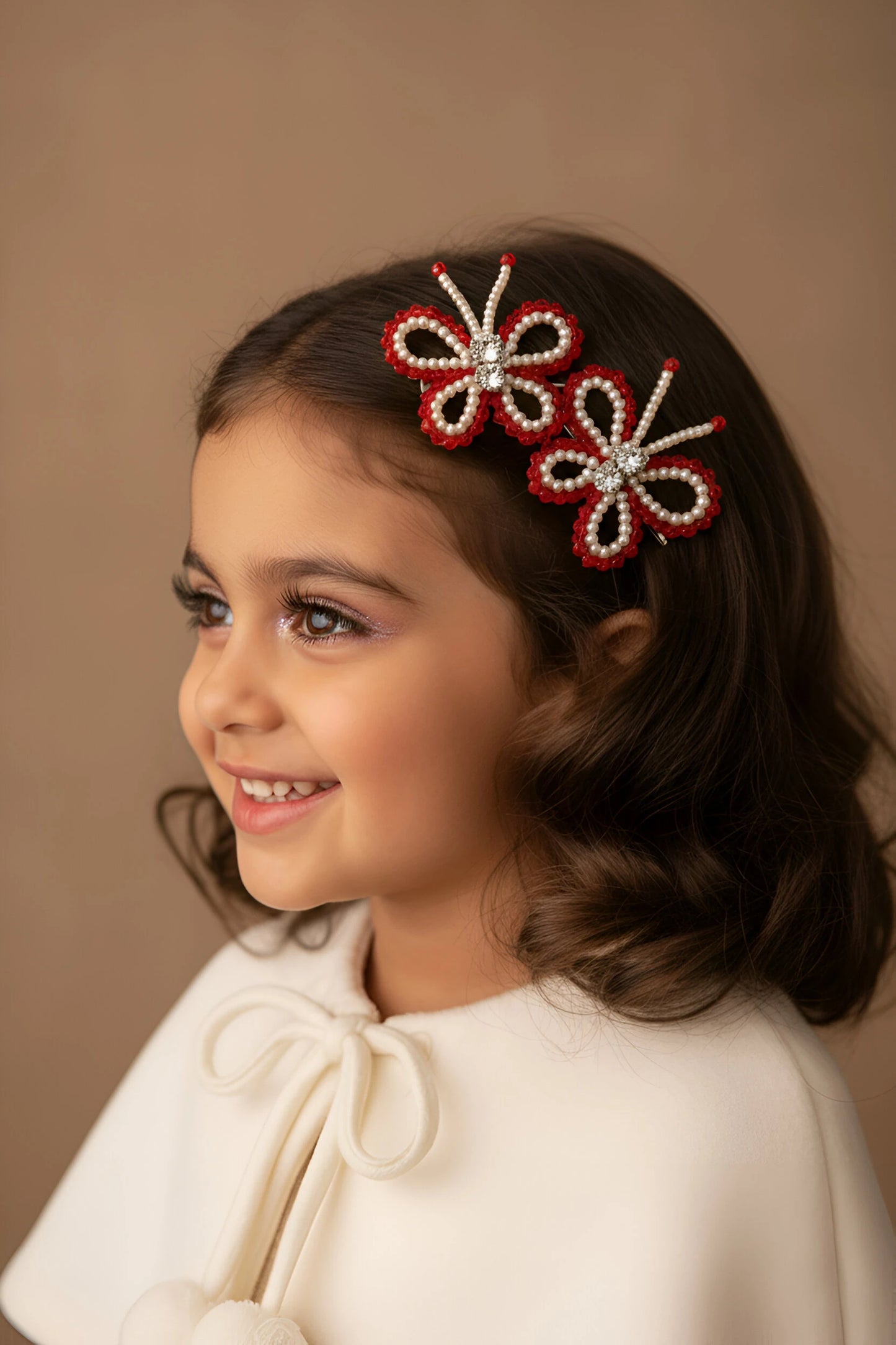 Choko Red Butterfly Beaded Kids Hairclips for Girls - Choko