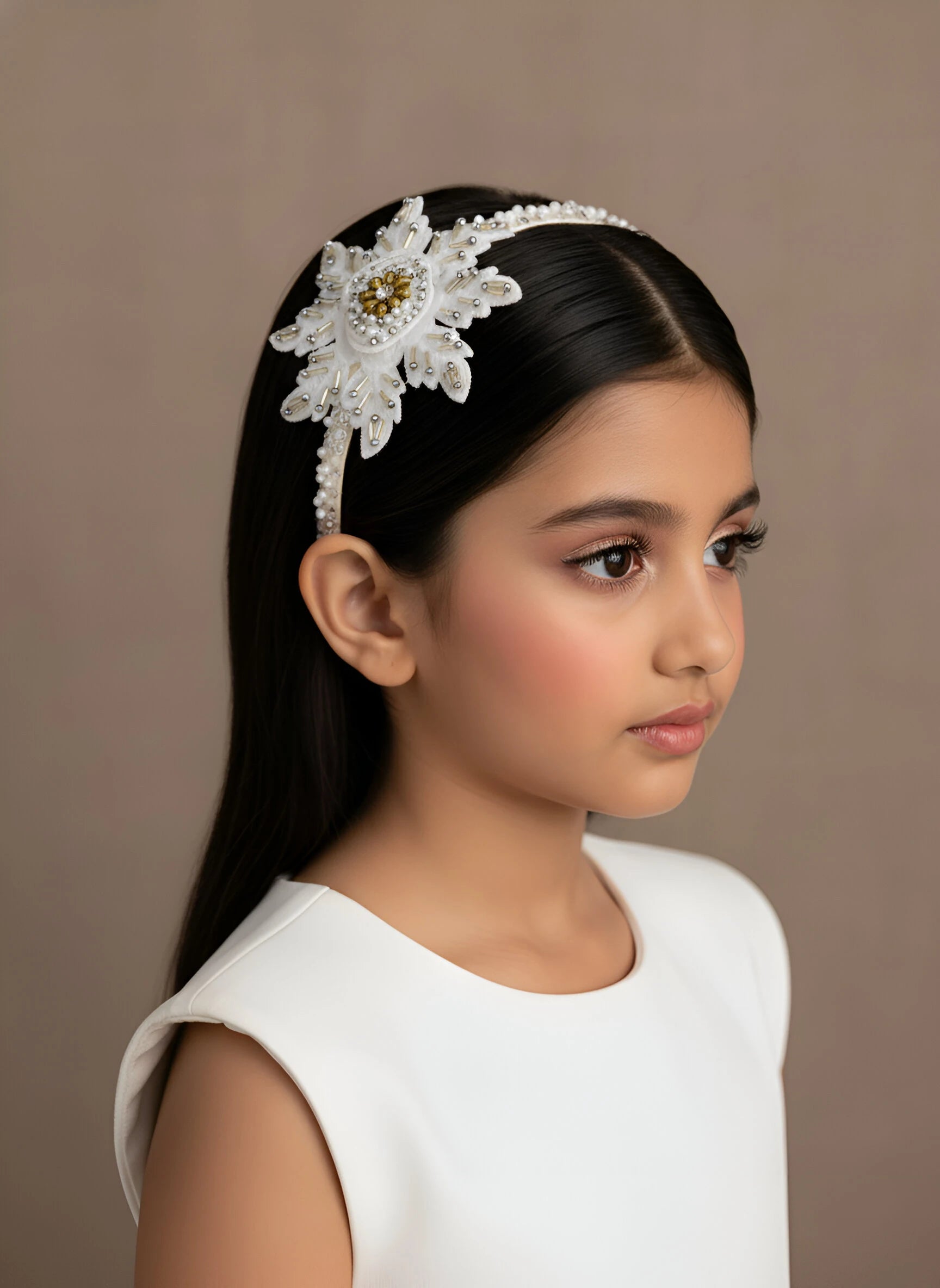 Choko White Rhinestone Embellished Kids Hairband for Girls - Choko