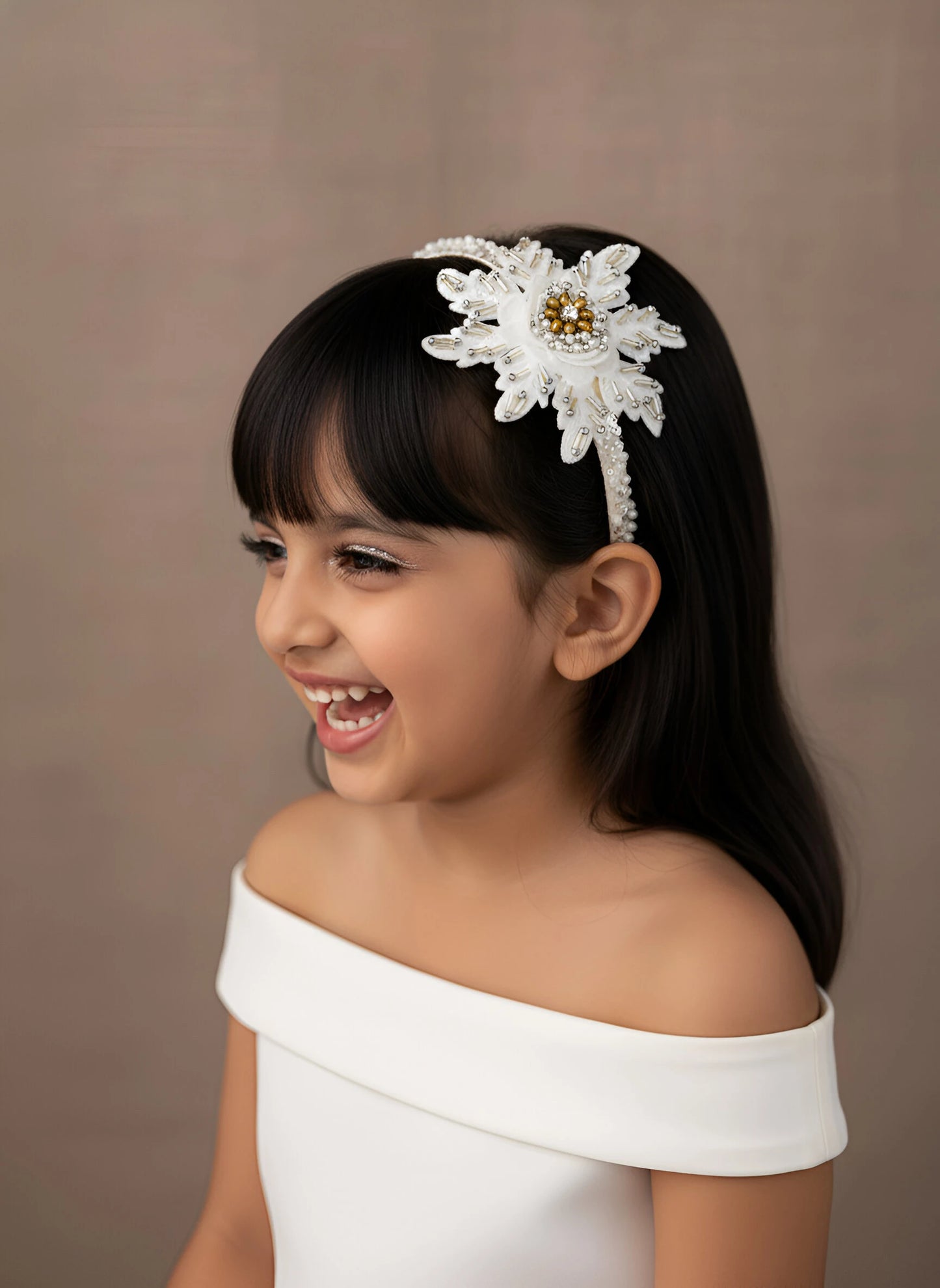 Choko White Rhinestone Embellished Kids Hairband for Girls - Choko