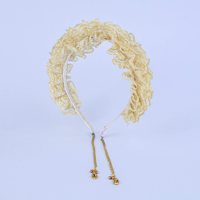Choko Lime Green Lace Hair Band with Tassels for Girls
