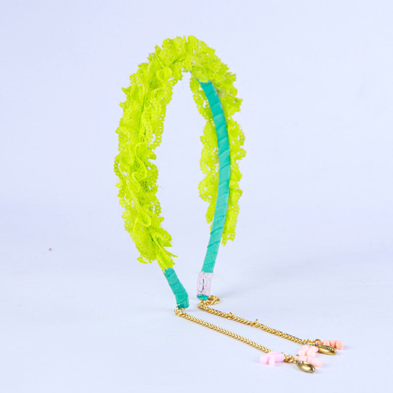 Choko Kids' Lime Green Lace Hair Band for Girls
