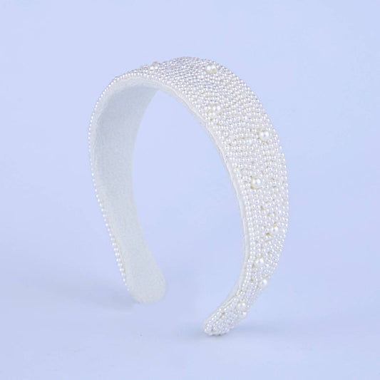 Choko Off White Pearl Cluster Kids Hairband for Girls