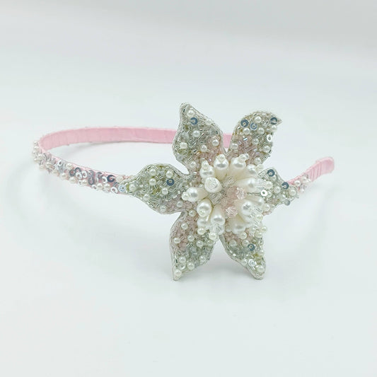 Pink Floral Pearl Hairband for Girls - Choko Kids' Accessory