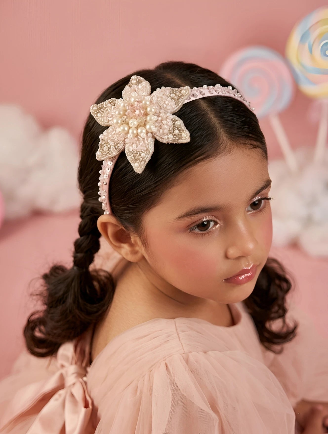 Pink Floral Pearl Hairband for Girls - Choko Kids' Accessory - Choko